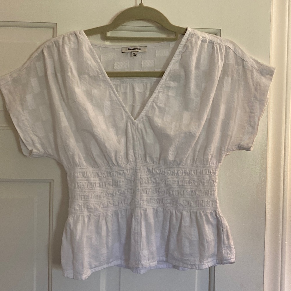 Madewell XS white peplum top